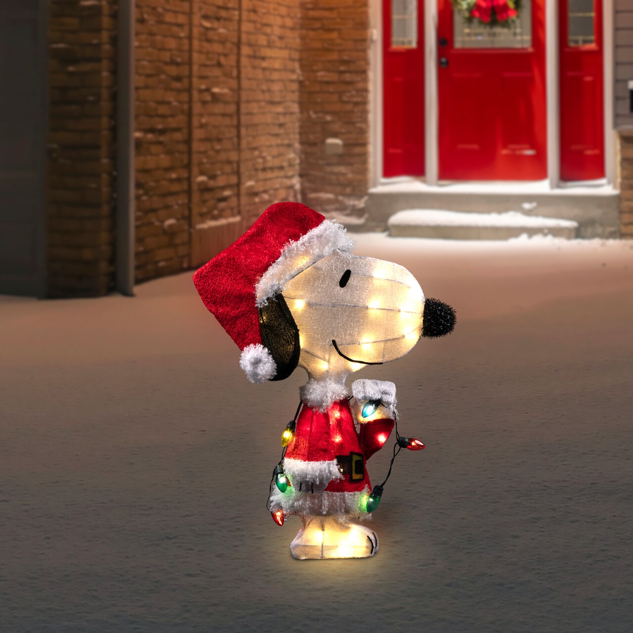 Northlight 24" Lighted Santa Snoopy with String Lights Outdoor Christmas Yard Decoration